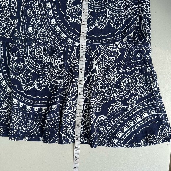 Cynthia Rowley Shift Dress 1X Navy Blue Paisley V Neck Knit Stretch - Picture 6 of 8